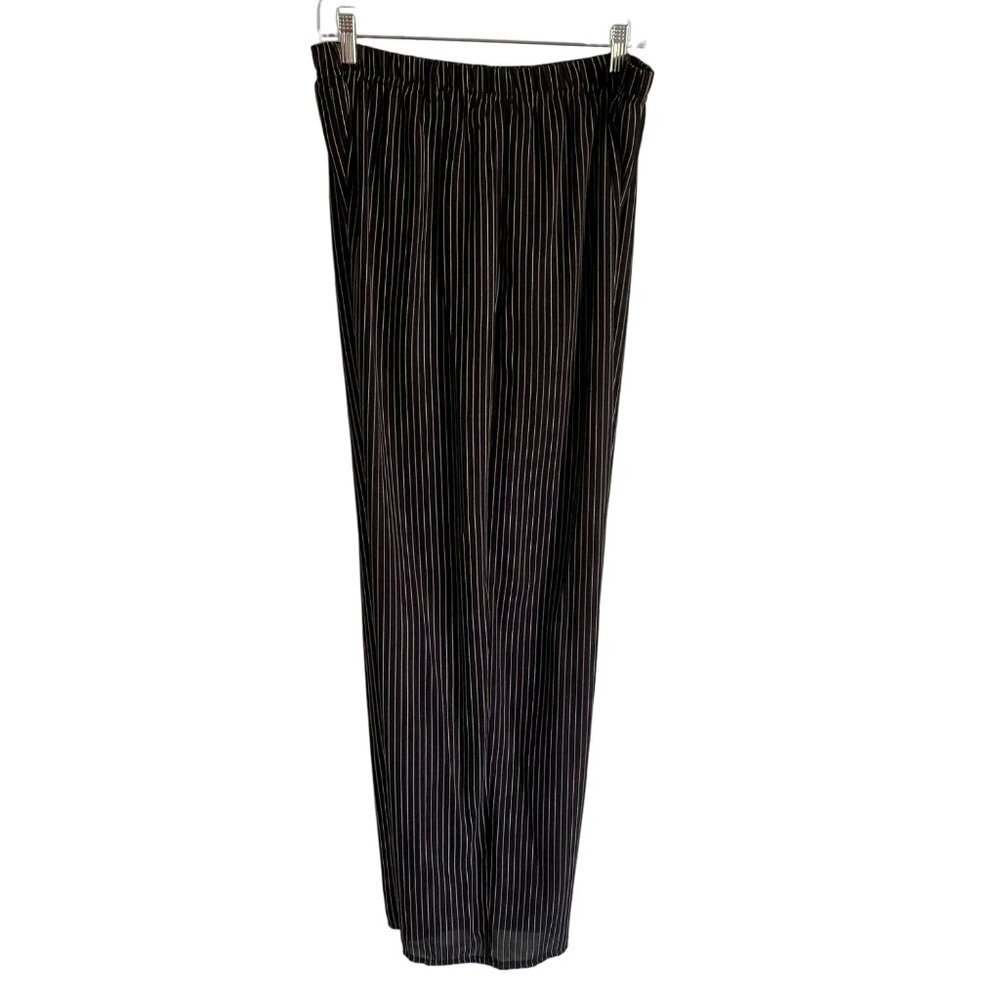 LizSport Women's Trouser Pants Black Pinstripe Large